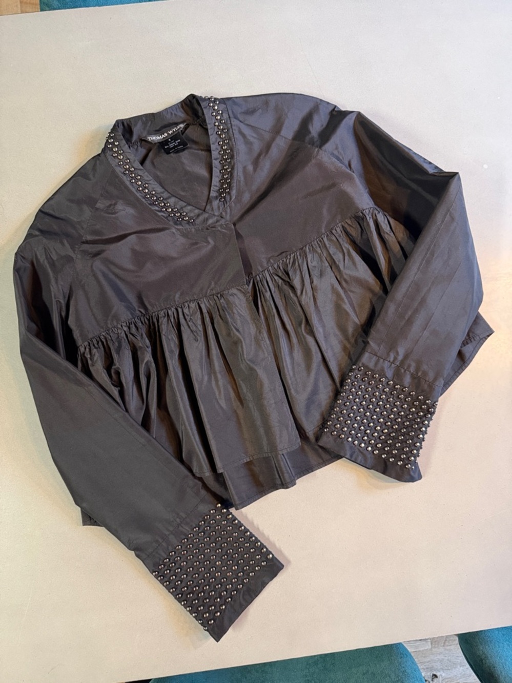 Thomas Wylde Silk Studded Bolero Jacket